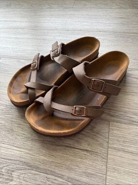 Birkenstock Brown Suede Double-Buckle Sandals